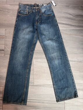 NWT Deadstock Y2K Style Fox Men's Straight-Leg Acid Wash Blue Jeans Relaxed Fit